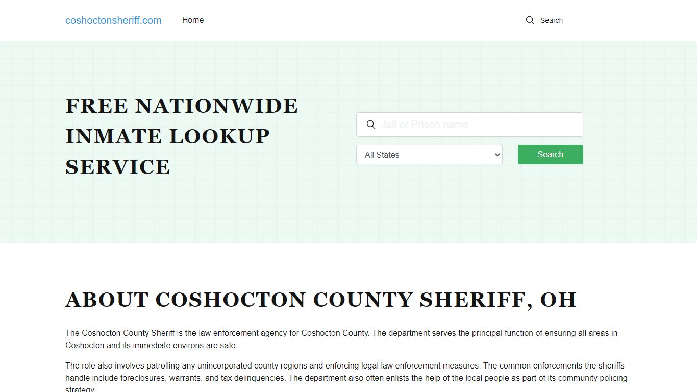 About Coshocton County Sheriff and Coshocton County Jail, OH